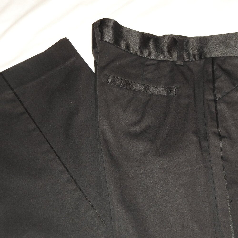 Guess Collection Black Tuxedo Pants Satin Stripe Trousers 2 NWOT Y2K Glam